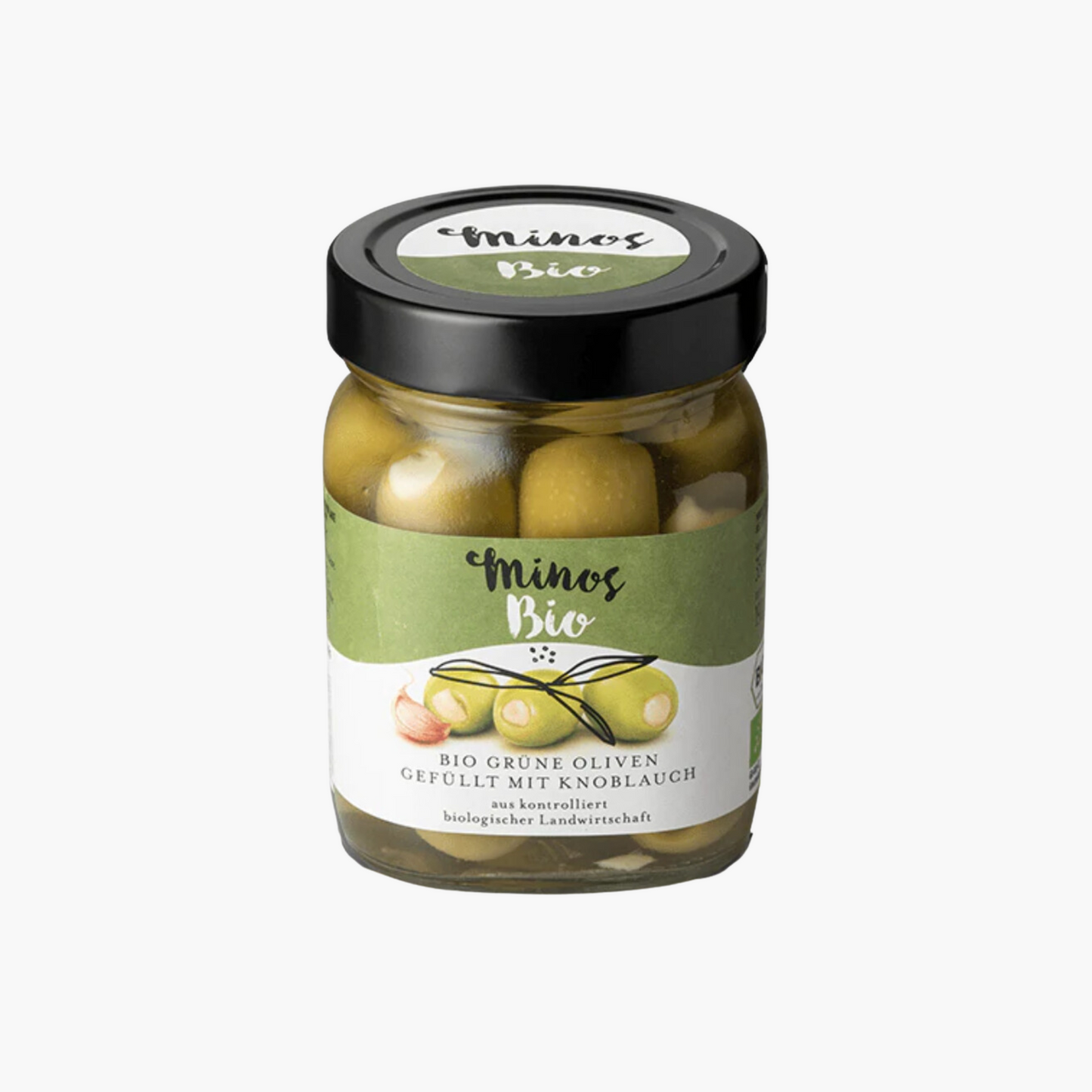 BIO Grüne Oliven mit Knoblauch 370ml