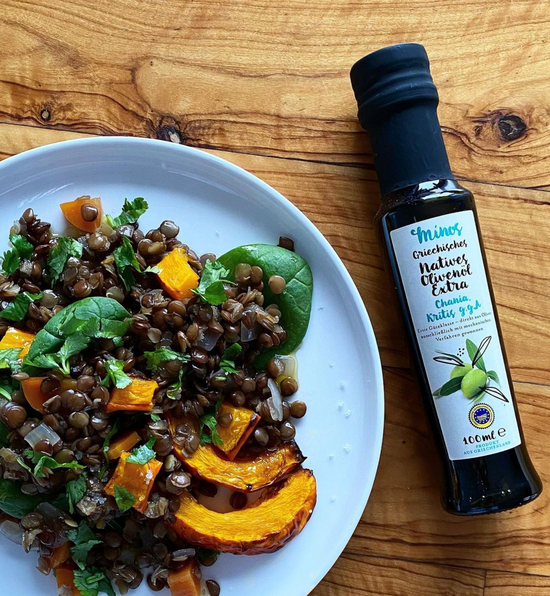 Linsensalat mit Kürbis