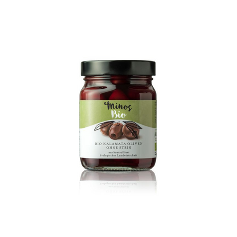 Griechische BIO Kalamata Oliven ohne Stein im 370 ml. Glas